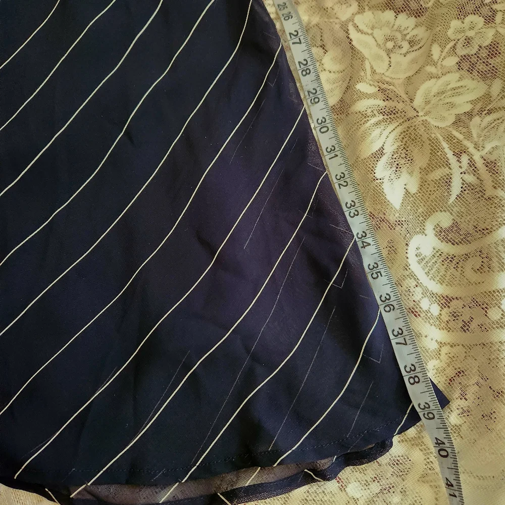 Vintage Lauen Ralph Lauren Navy White Bias Striped Skirt Size 10 28.5" - Picture 6 of 6